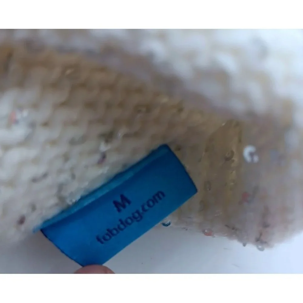 White Dog Sweater Knit Sequin Turtleneck Warm Winter Pet Acrylic Blend‎ Cozy